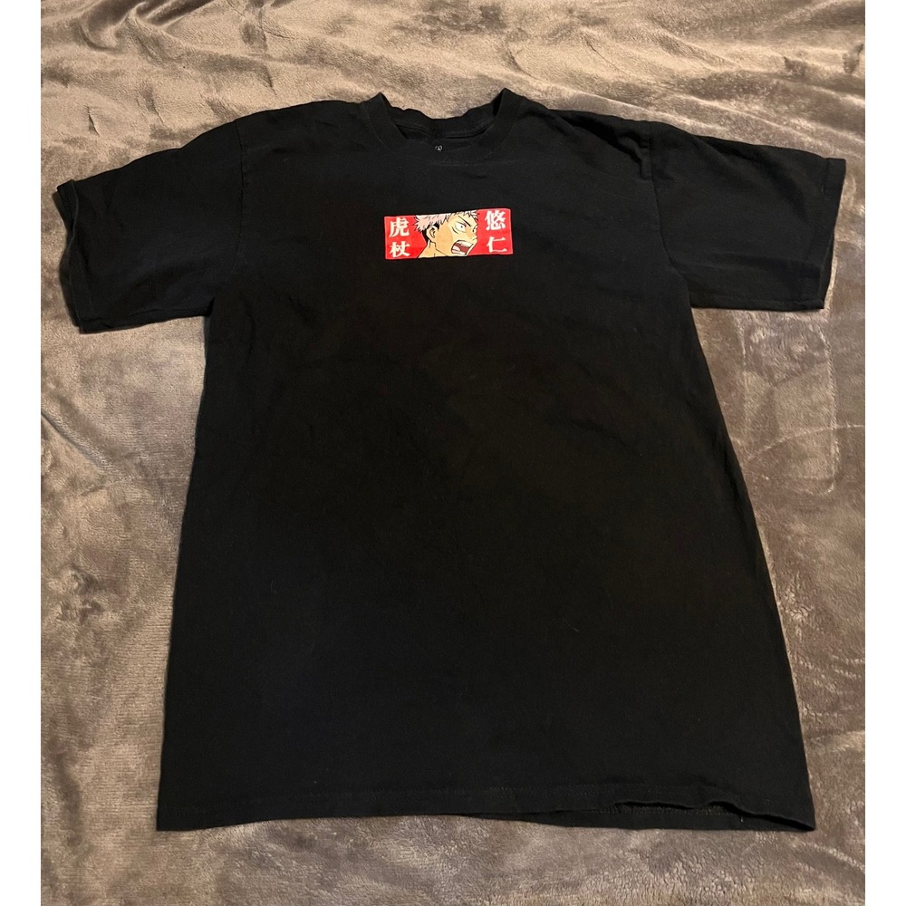 Jujutsu Kaisen Yuji Itadori Black Graphic T-Shirt Crunchyroll Anime Mens Medium